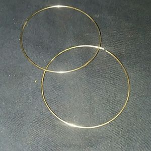 Copper hoop earrings.